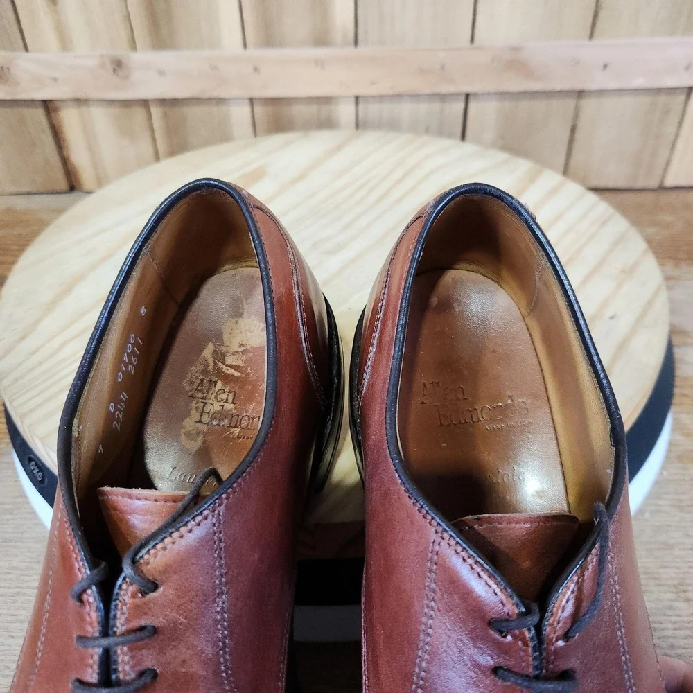 Allen Edmonds Lauderdale Oxford Shoes Mens 9 D Brown Woven Leather Cap ToeDress